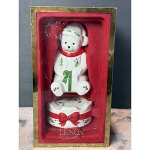 Vintage Teddy Bear Drum Lenox Christmas‎ Xmas Salt & Pepper Shaker Set NIB New